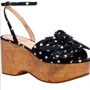 KATE SPADE JULEP BLACK POLKA DOT PLATFORM SANDAL SIZE 7.5